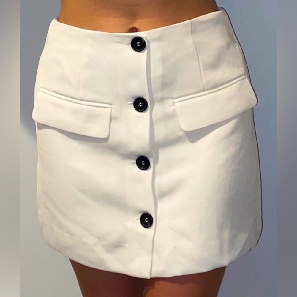 Forever 21 White button down midi skirt size M